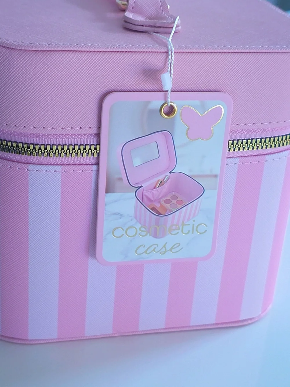 Enchante Accessories Cosmetic Case Striped Pink NWT